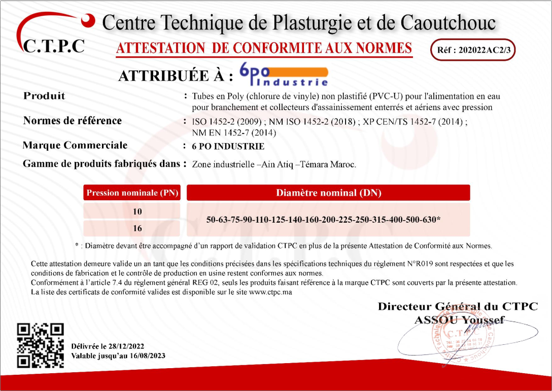 Ctpc Tubes En PVC Pression – 6PO INDUSTRIE